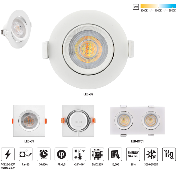 LED-DY01-10W-CCT 　LED Down Light