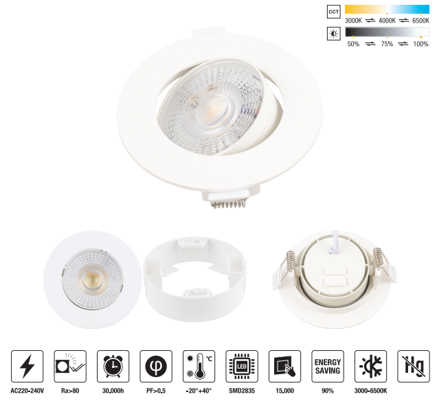 LED-DS04-6.5W-CCT 　LED Down Light
