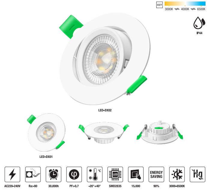 LED-DX01-6W-CCT 　LED Down Light