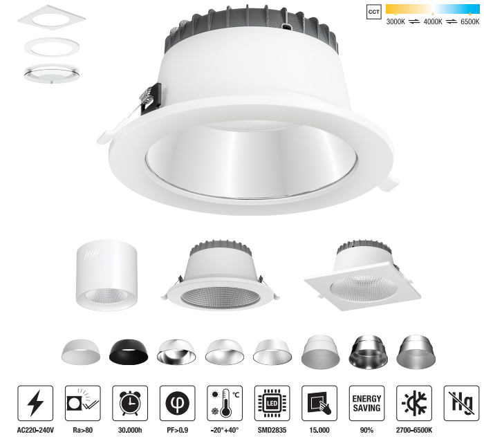 LED-DM06-28W-3CCT LED Down Light