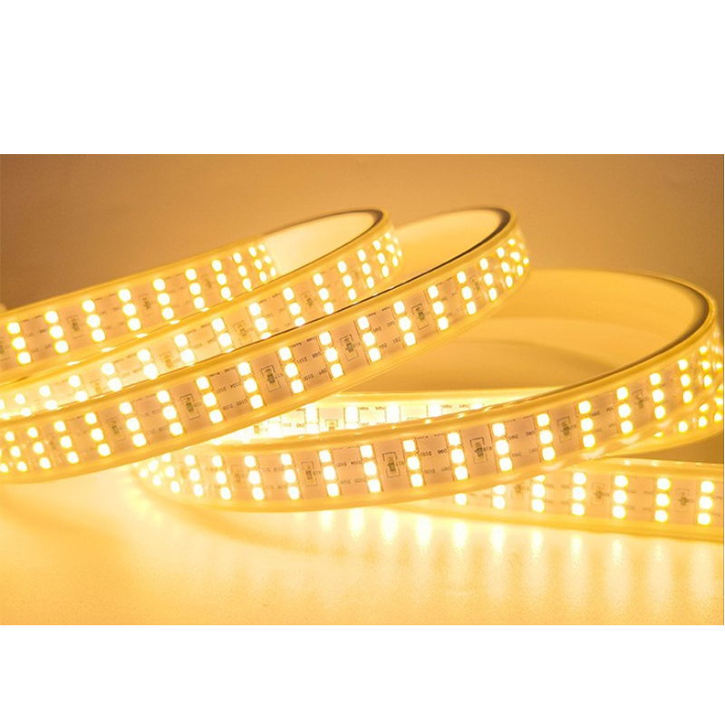 220V PVC HIGH VOLTAGE STRIP LIGHT 7W IP65 Waterproof SMD2835 3000/4000/6500K CE/RoHS CRI80 straight three row