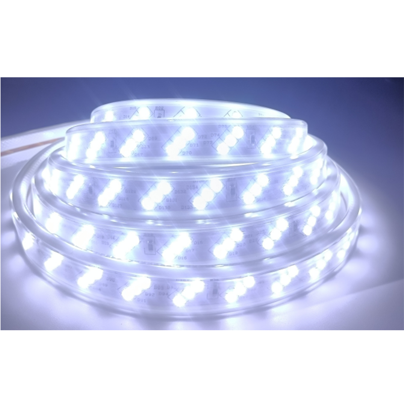 220V PVC HIGH VOLTAGE STRIP LIGHT 14W IP65 Waterproof SMD2835 3000/4000/6500K CE/RoHS CRI80 oblique three row