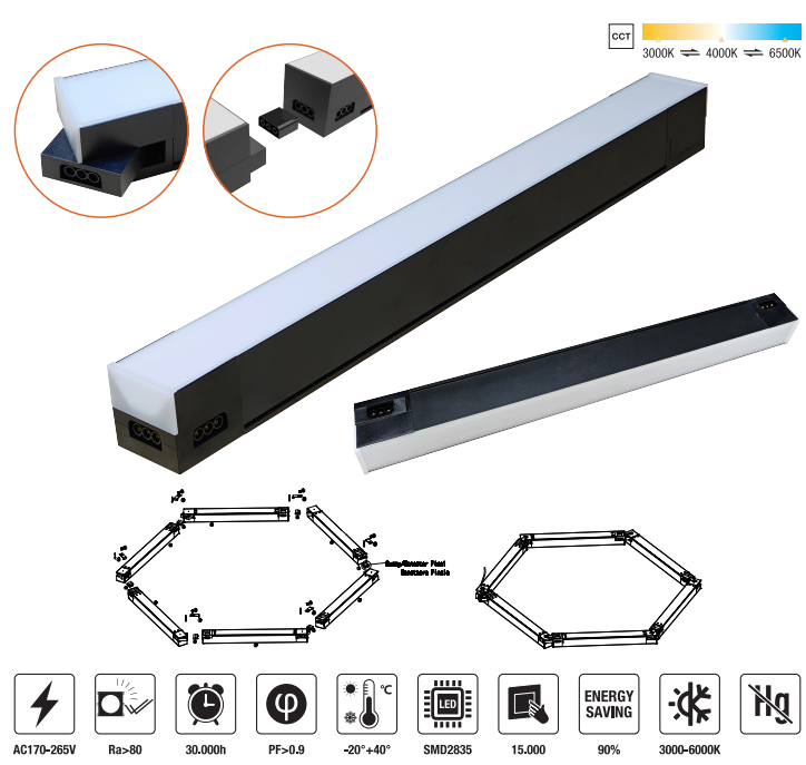 LED-OL5555A-50W LED Office Light AC170-265V PF>0.9