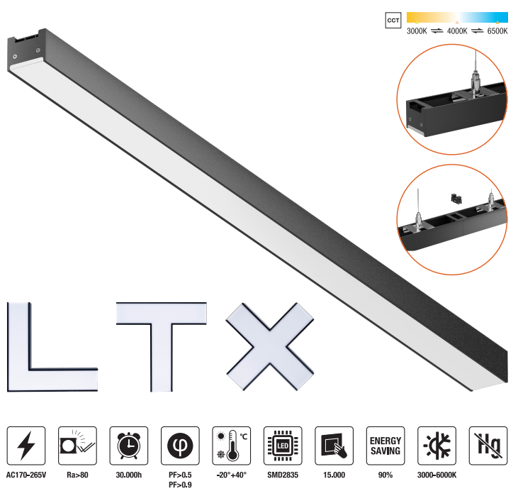 LED-OL5040-45W LED Office Light AC170-265V  4050LM±10%
