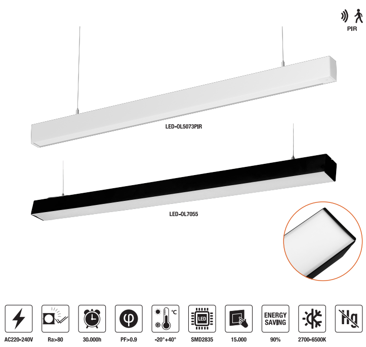 LED-OL7055-40W LED Office Light AC220-240V  4320LM±10%