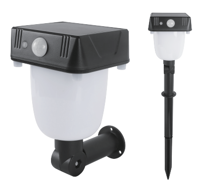 LED solar wall light IP44 ABS+PC garden lawn lamp PIR sensor 6500K 800mah battery