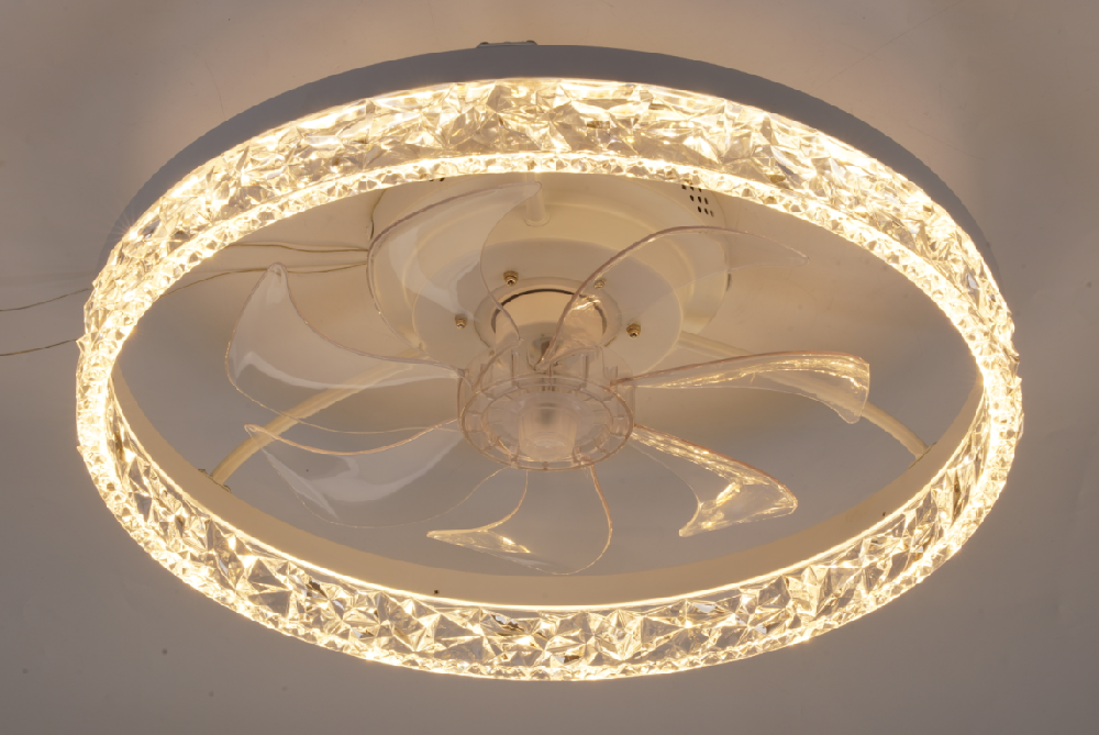 CCT dimming 7 blades bedroom ceiling fan light remote control